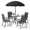 thumbnail image 1 of BOSSIN 6 Piece Patio Dining Set with Umbrella,Glass Table and 4 Folding Chair for Lawn,Backyard and Garden, 1 of 7