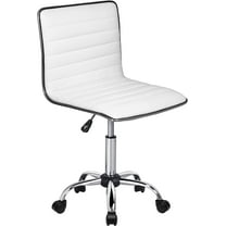 BOSSIN Adjustable Home Office Chair, Mid-Back Armless Ribbed Swivel Task Chair,Vanity Chair for Small Space, Living Room, Make-up, Studying (White)