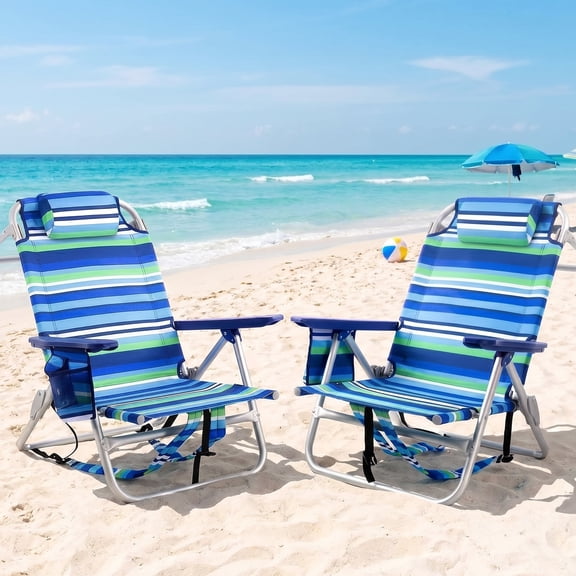 BOSSIN Backpack Beach Chairs for Adults,Portable Folding Camping Chair with Cup Holder & Towel Rack