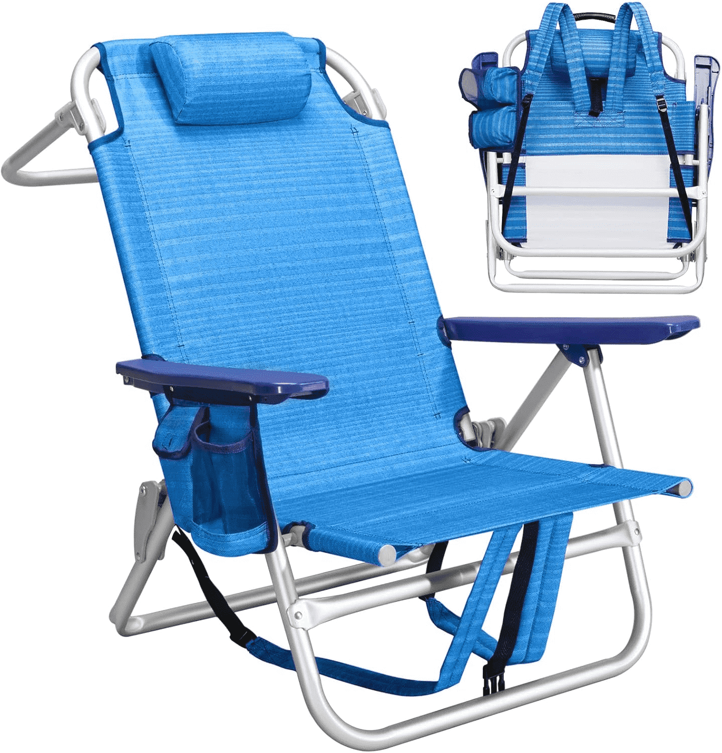 BOSSIN Backpack Beach Chairs for Adults,Portable Folding Camping Chair with Cup Holder & Towel Rack