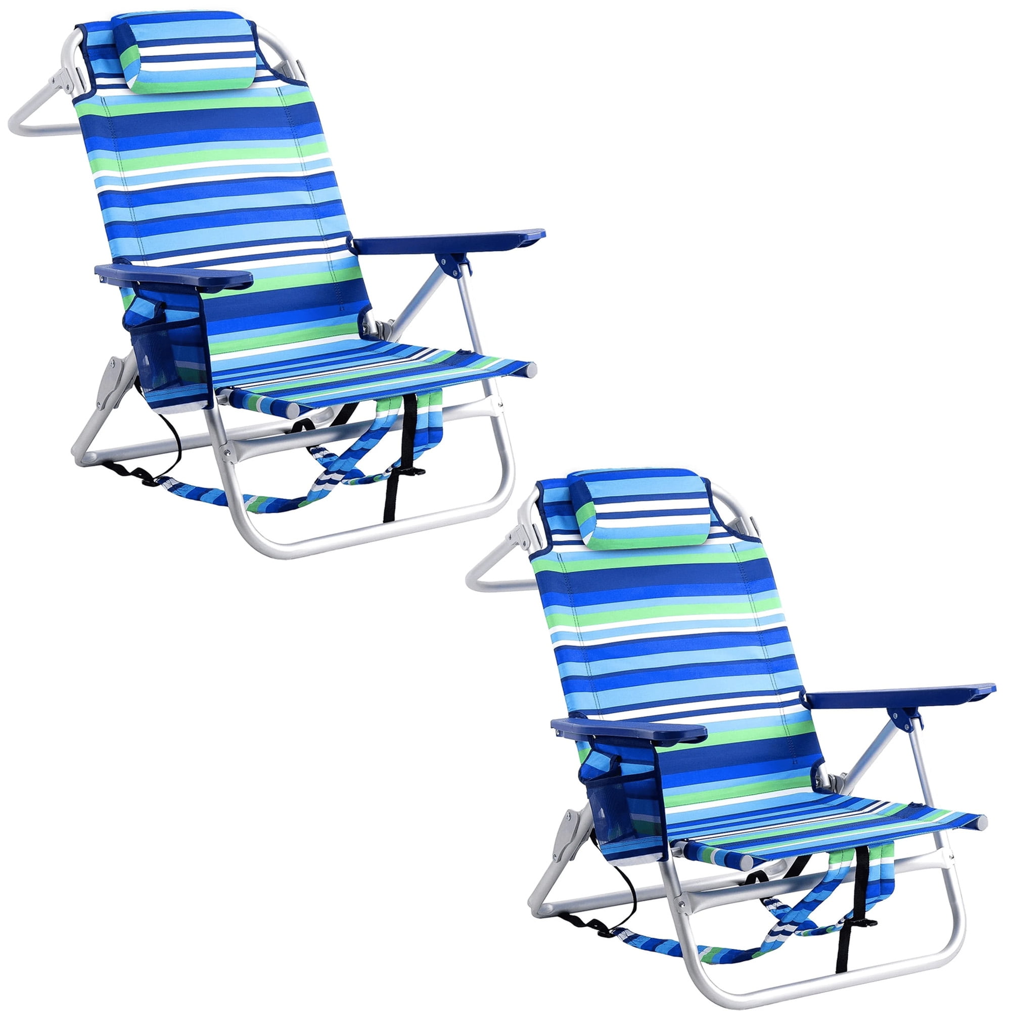 BOSSIN Backpack Beach Chairs for Adults,Portable Folding Camping Chair with Cup Holder & Towel Rack