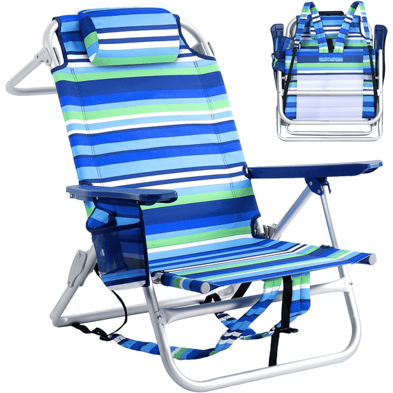 BOSSIN Backpack Beach Chairs for Adults,Portable Folding Camping Chair with Cup Holder & Towel Rack