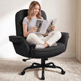 thumbnail image 1 of BOSSIN Cross Legged Office Chair with Flip-up Armrests, 135° Reclining Ergonomic Executive Chair for Big and Tall, Wide Seat Computer Desk Chair with Wheels, Black, 1 of 9