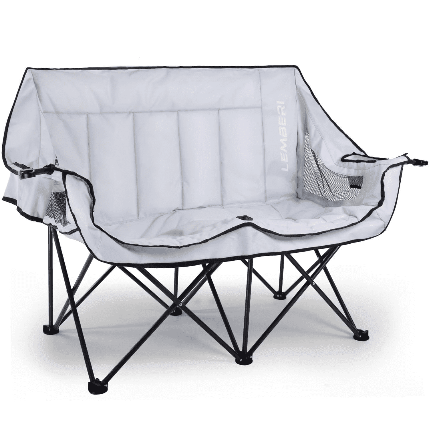 BOSSIN Double Oversized Camping Chairs for Adults,Folding Loveseat Camping Couch Support 600lbs with Back Pocket