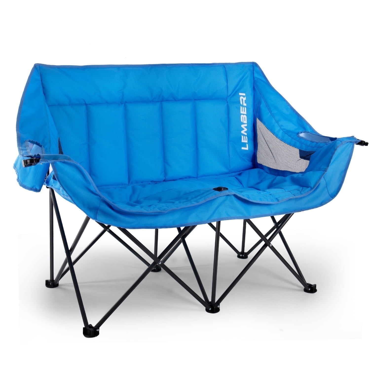 BOSSIN Double Oversized Camping Chairs for Adults,Folding Loveseat Camping Couch Support 440lbs with Back Pocket