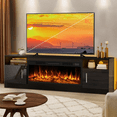 thumbnail image 1 of BOSSIN Fireplace TV Stand with 36 inch Fireplace Up to 80" TVs,LED Light Entertainment Center and Storage, 70" Modern Wood Media TV Console with Highlight Cabinet for Living Room, 1 of 8