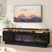 BOSSIN Fireplace TV Stand with 36" Electric Fireplace for Living Room,LED Light Entertainment Center,2 Tier TV Console Stand for TVs Up to 80"