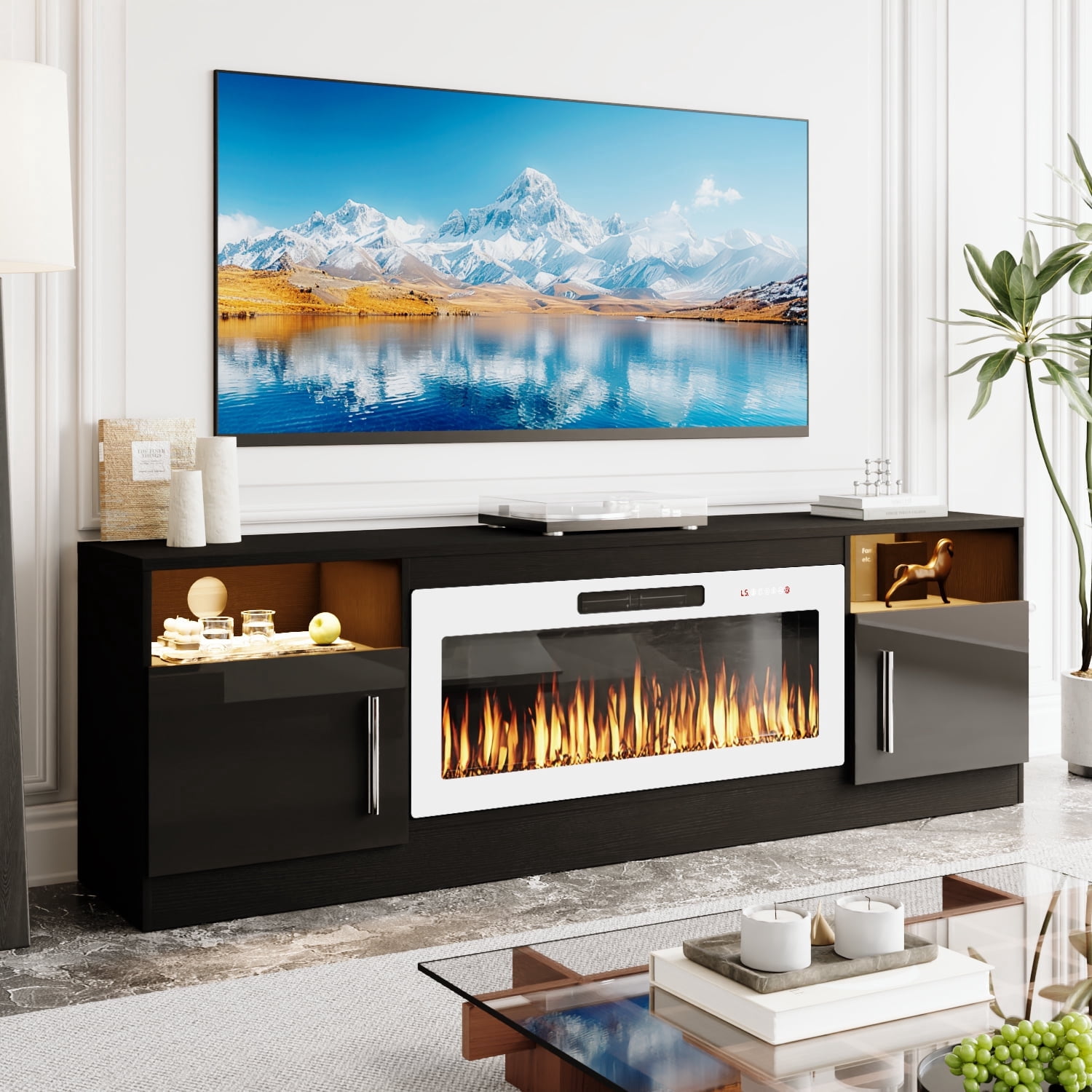 BOSSIN Fireplace TV Stand with 36 inch Fireplace Up to 90
