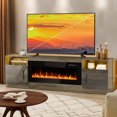 thumbnail image 1 of BOSSIN Fireplace tv Stand with 36 inch Fireplace Up to 80" TVs,LED Light Entertainment Center and Storage, 70" Modern Wood Media TV Console with Highlight Cabinet for Living Room, 1 of 8