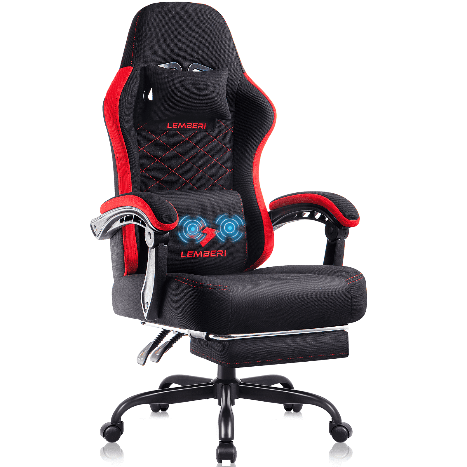BOSSIN Gaming Chair, Fabric Big and Tall Video Game Chairs for Adults with Footrest,Racing Style Ergonomic Computer Gamer Chair with Headrest and Lumbar Support(Red)