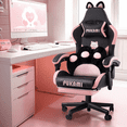 thumbnail image 1 of BOSSIN Pink Gaming Chair,Ergonomic Computer Chair for adult with Cat Paw Lumbar Cushion and Cat Ears, 1 of 7