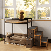 BOSSIN Pet Window Perch with Stairs, 3 Drawers Large Pet Bunk Bed for Dogs and Cats