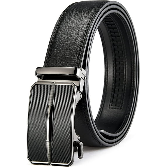 BOSTANTEN Mens Belt Leather Ratchet Dress Belt with Sliding Adjustable Buckle, Trim to Fit
