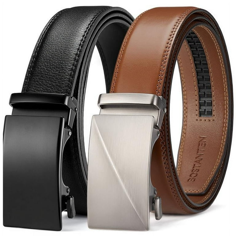 BOSTANTEN Mens Belt Leather Ratchet Easy Release Belt For Men