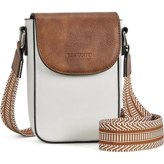 BOSTANTEN Small Crossbody Bags for Women Trendy Leather Phone Wallet Purses Handbags Adjustable Guitar Strap