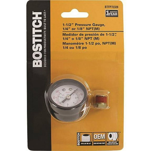 BOSTITCH BTFP72328 1-1/2-Inch Air Pressure Gauge, 1/4 or 1/8 NPT(M)