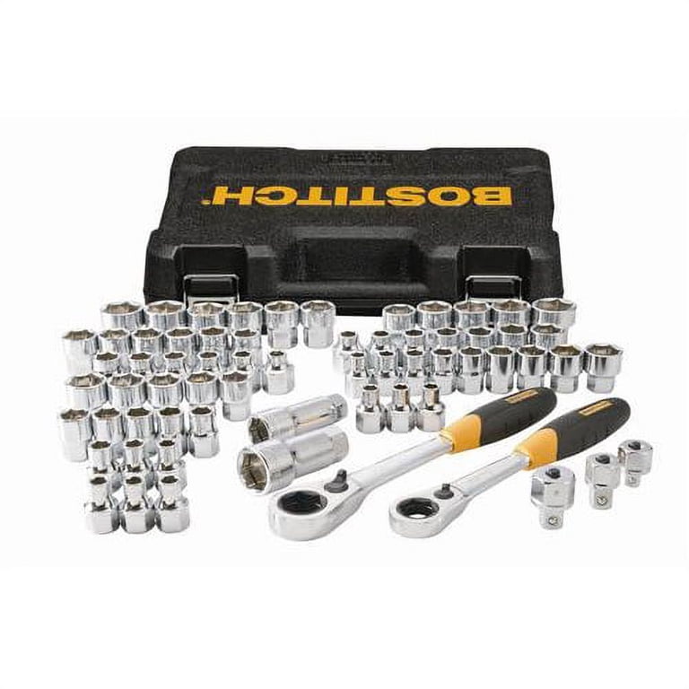 BOSTITCH BTMT72287, 65-Piece Pass Thru Socket Wrench & Set, 65