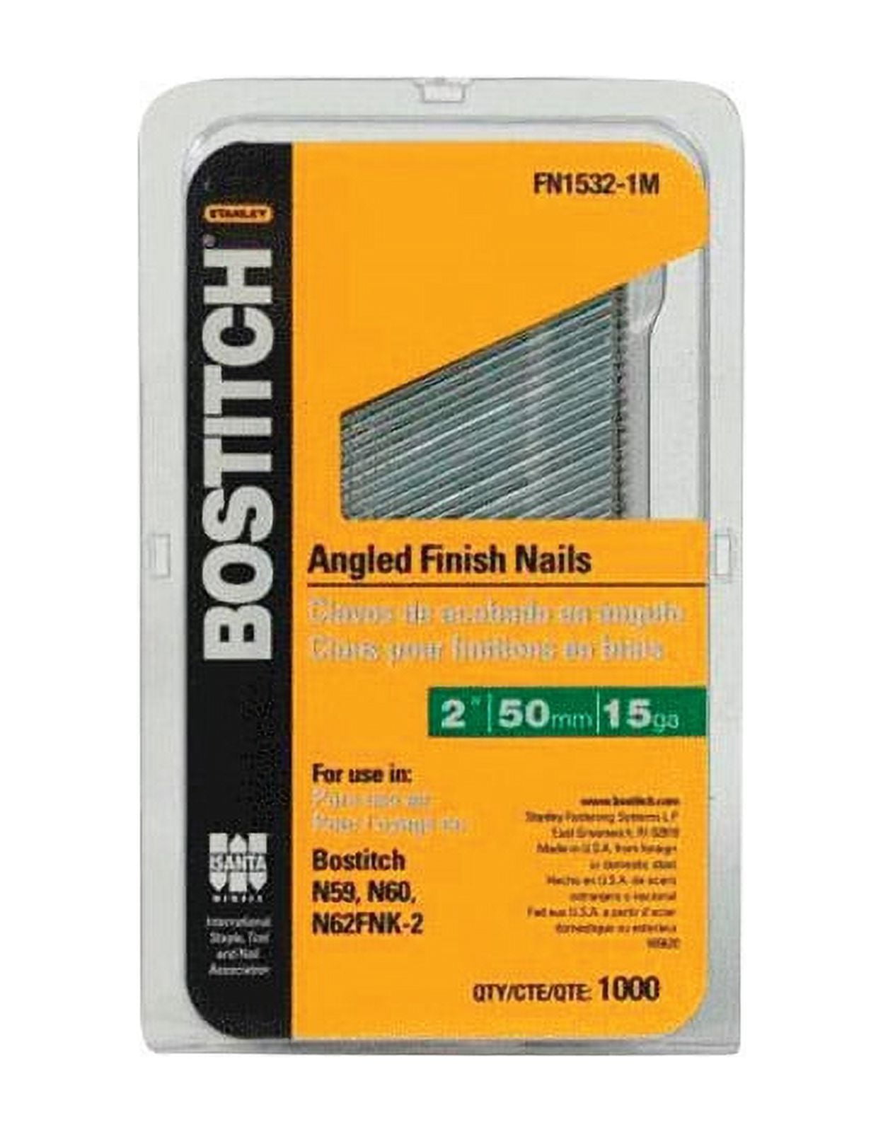 BOSTITCH Finish Nail 1.5" 15GA SS