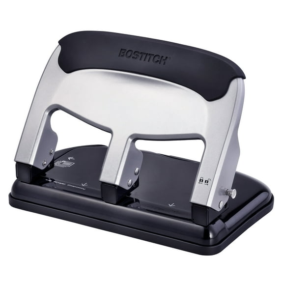 Bostitch Office EZ Squeeze 40-Sheet 3-Hole Punch, Heavy-Duty, Integrated Paper Guide