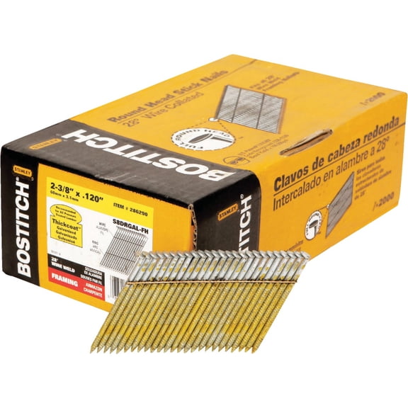 BOSTITCH S8DRGAL-FH 28 Degree 2-3/8-Inch by .120-Inch Wire Weld Galvanized Ringshank Framing Nails 2,000 per Box