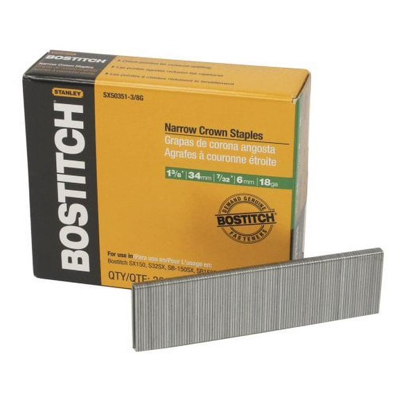 Bostitch 3/4 In. X 7/32 In. 18-Gauge Glue Collated Narrow Crown Staples 5 000 Per Pack Sx50353 4g