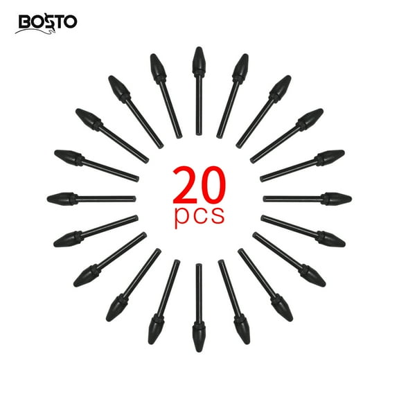 BOSTO 20pcs Replacement Nibs Pen Tips Compatible with All BOSTO Graphic Monitor Drawing Tablet Battery Stylus Black