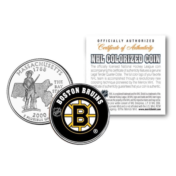 BOSTON BRUINS NHL Hockey Massachusetts Statehood Quarter Colorized Coin LICENSED