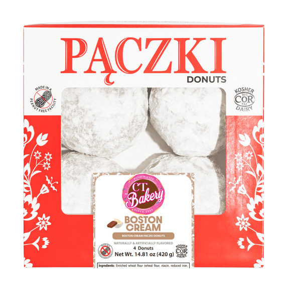 Boston Cream Flavored Powdered Paczki Donut, 4 Count, 14.81 oz