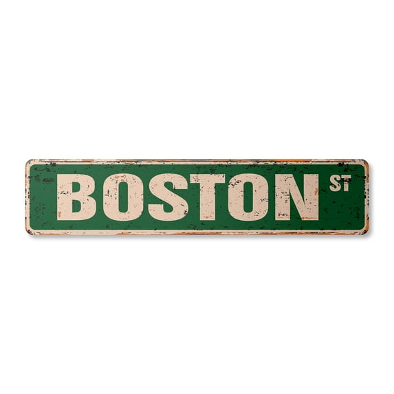 BOSTON TERRIER Vintage Plastic Street Sign pet dog owner puppy breeder | Indoor/Outdoor |  18" Wide