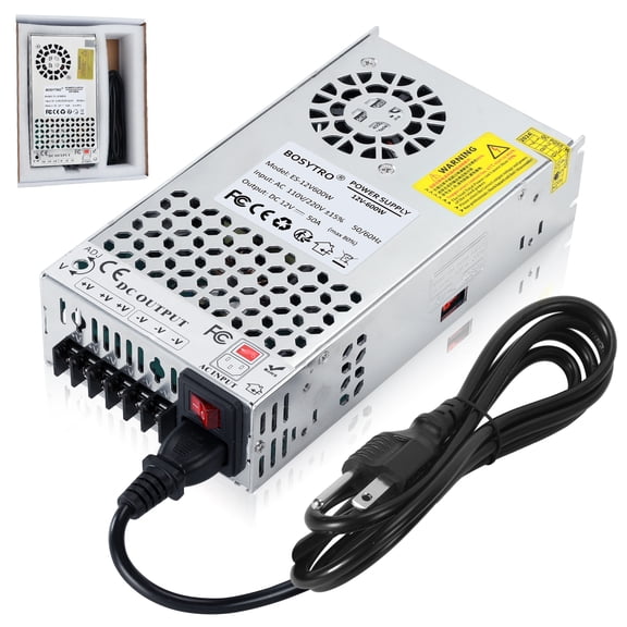 BOSYTRO Upgraded 12V DC Power Supply 600W 50A AC to DC Converter Switching Power Supply for Led Strip, Motor Pump, CCTV, 3D Printer, Electronic Instruments, Lab Computer