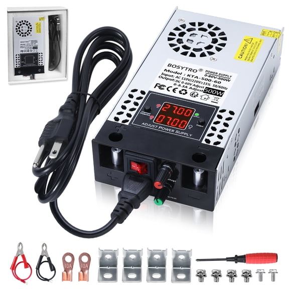 BOSYTRO Upgraded AC to DC Converter 5V 12V 24V 30V 48 60v DC Power Supply Adjustable 0-60V 0-8.3A 500W Switching Power Supply for Led Strip, Motor Pump, CCTV, 3D Printer, Lab Computer