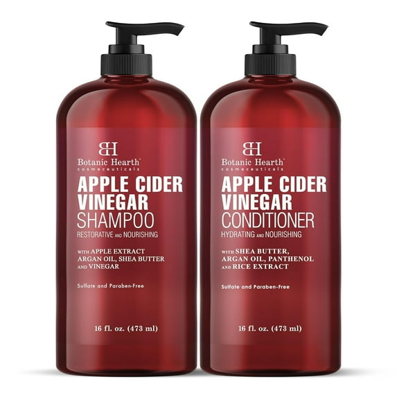 Botanic Hearth Apple Cider Vinegar Shampoo and Conditioner Set | Helps Dry Itchy Scalp, Dandruff, Frizz and Hair Loss | Color Safe, Sulfate Free Shampoo | All Hair Types, Men and Women, 16 fl oz each