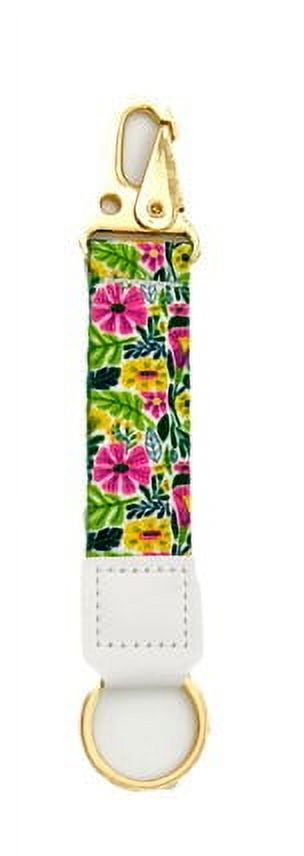 K&M AUTO ACCESSORIES Women's Bright Island Floral Print Fabric Keychain with Univeral Key Fob Keychain Holder