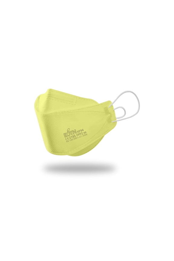 KF94 Face Mask - Adult, Adjustable, Yellow - 10 Count