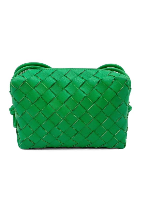 Pre-Owned BOTTEGA VENETA Mini Loop Shoulder Bag Camera Leather Green Men's Women's