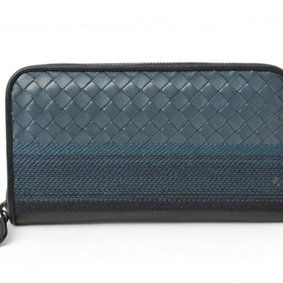 Pre-Owned BOTTEGA VENETA Wallet, Round, Navy Multi (Good)