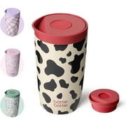 BOTTLE BOTTLE 12oz Insulated Coffee Tumbler with Push Button Lid, Leakproof Stainless Steel Travel Mug, Keeps Drinks Hot & Cold for 6 Hours, for Office & On the GoCow