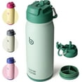 thumbnail image 1 of BOTTLE BOTTLE 16 oz sports water bottle stainless steel insulated kids water bottle with straw and pills holder for gifts and school green, 1 of 6