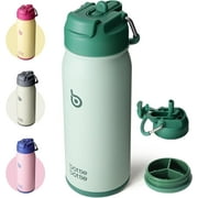 BOTTLE BOTTLE 16 oz sports water bottle stainless steel insulated kids water bottle with straw and pills holder for gifts and school green
