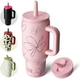 thumbnail image 1 of BOTTLE BOTTLE 30 oz Tumbler with Lid and Straw, Stainless Steel Travel Mug, Tumbler with handle, Water Bottle with straw for College, Gifts for Women Office Ice Coffee (Pink Flower), 1 of 7