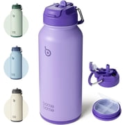 BOTTLE BOTTLE 32 oz Insulated Water Bottle Stainless Steel Sport Water Bottle with Straw Dual-use Lid Design for Gym with Pill Box (Dark Purple)