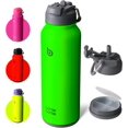 thumbnail image 1 of BOTTLE BOTTLE 40 oz sports water bottle stainless steel insulated water bottle with straw and pills holder lime green, 1 of 7