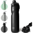 thumbnail image 1 of BOTTLE BOTTLE Insulated Water Bottle 24 oz with Handle and Flip Tops Lids Stainless Steel Water Bottle Push Button Leak Proof Portable for Running Travel  Hiking Black, 1 of 7