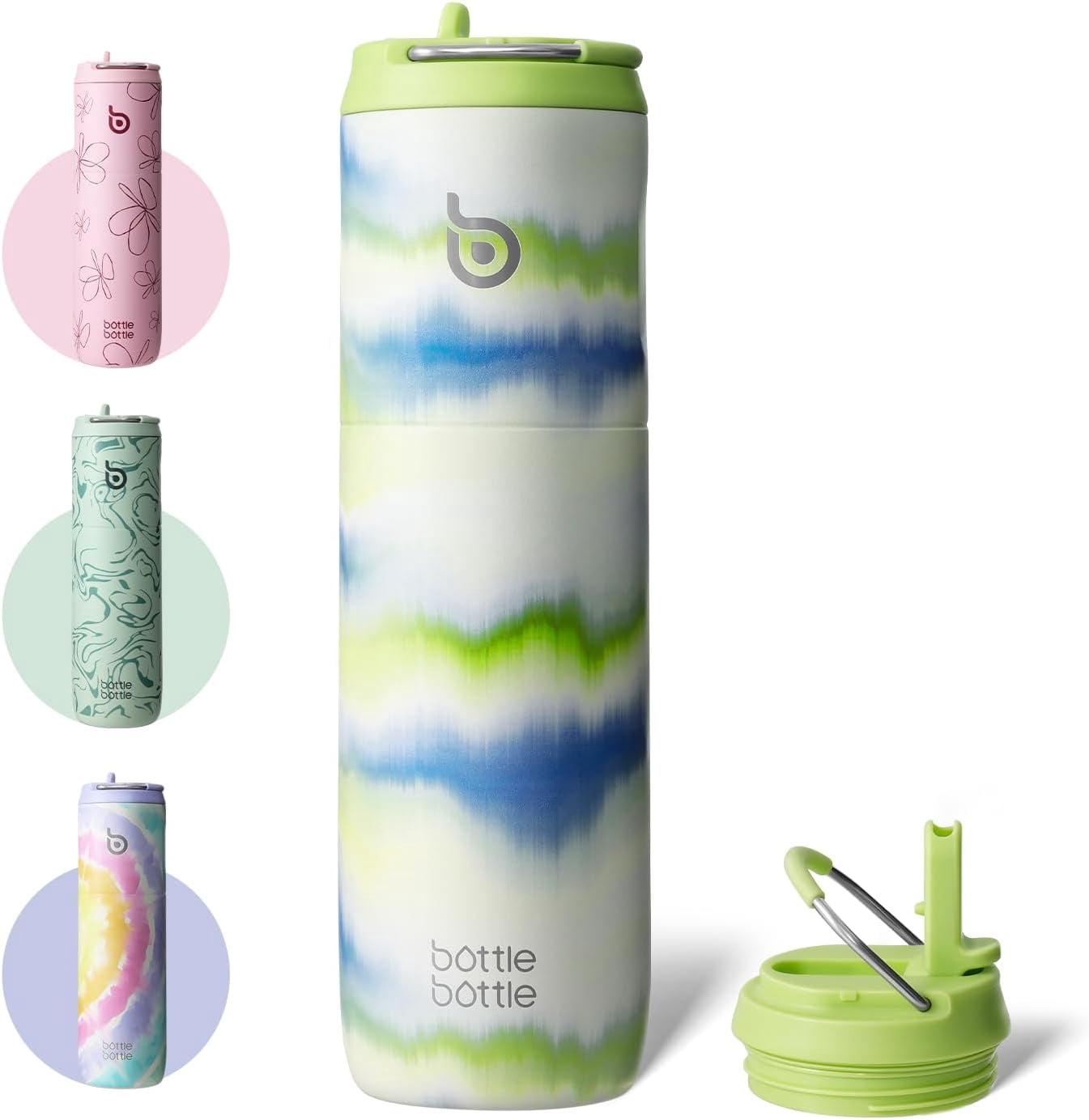 BOTTLE BOTTLE Insulated Water Bottle 24oz with Straw Lid and Handle for Sports Travel Gym Stainless Steel Water Bottles Double-Wall Vacuum Metal Leak Proof BPA-Free (Mist)