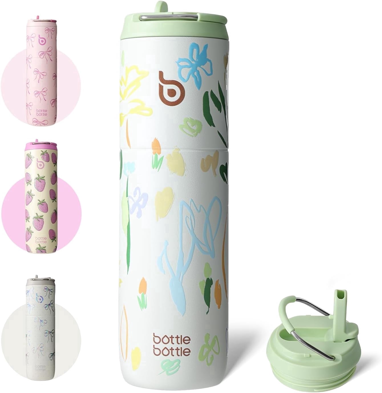 BOTTLE BOTTLE Insulated Water Bottle 24oz with Straw Lid and Handle for Sports Travel Gym Stainless Steel Water Bottles Double-Wall Vacuum Metal Leak Proof BPA-Free (Eden Grove)