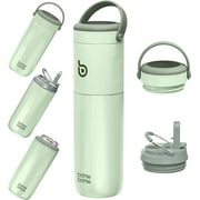 BOTTLE BOTTLE Insulated Water Bottle for Sports with Straw,2 lids,18 oz 3IN1 Water Bottles for Slim Can Coolers and Kids Tumbler, Stainless Steel Metal Bottles for Outdoor Activities Green