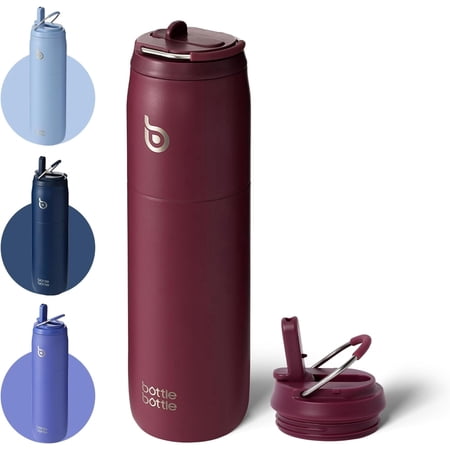 BOTTLE BOTTLE Stainless Steel Water Bottle with Straw and Lid, 32 oz Vacuum Insulated Cup,Stay Cold and Hot, Leak-Proof Wide Mouth Sports Water Bottles red