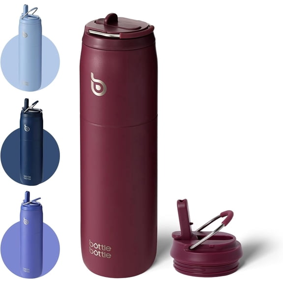 BOTTLE BOTTLE Stainless Steel Water Bottle with Straw and Lid, 32 oz Vacuum Insulated Cup,Stay Cold and Hot, Leak-Proof Wide Mouth Sports Water Bottles red