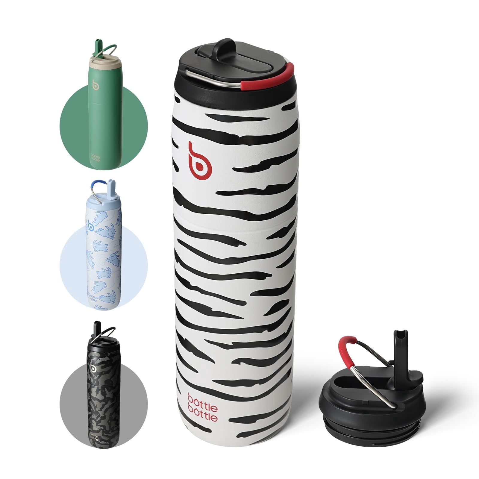 BOTTLE BOTTLE Stainless Steel Water Bottle with Straw and Lid, 32oz Vacuum Insulated Water Bottle Flask, Stay Cold for 24 Hrs, Hot for 12 Hrs, Leak-Proof Wide Mouth Sports water bottle,Zebra Stripe