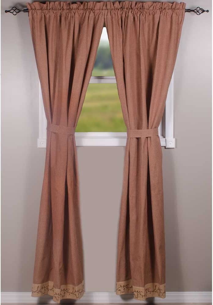 BOTUI Berry Vine Gingham Black and Nutmeg 72" x 63" Lined Cotton